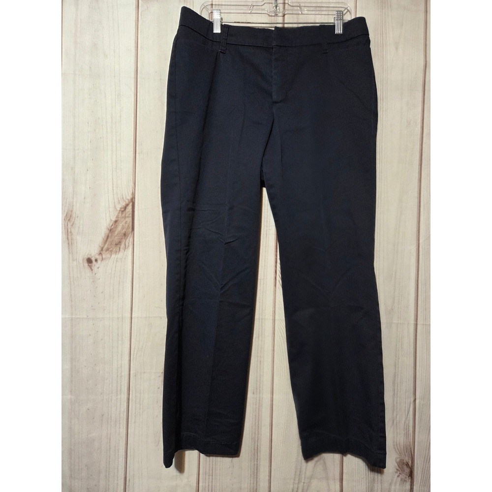 Charter Club Petite Slim It Up Navy Blue Straight Leg Pants 14P Cotton Stretch